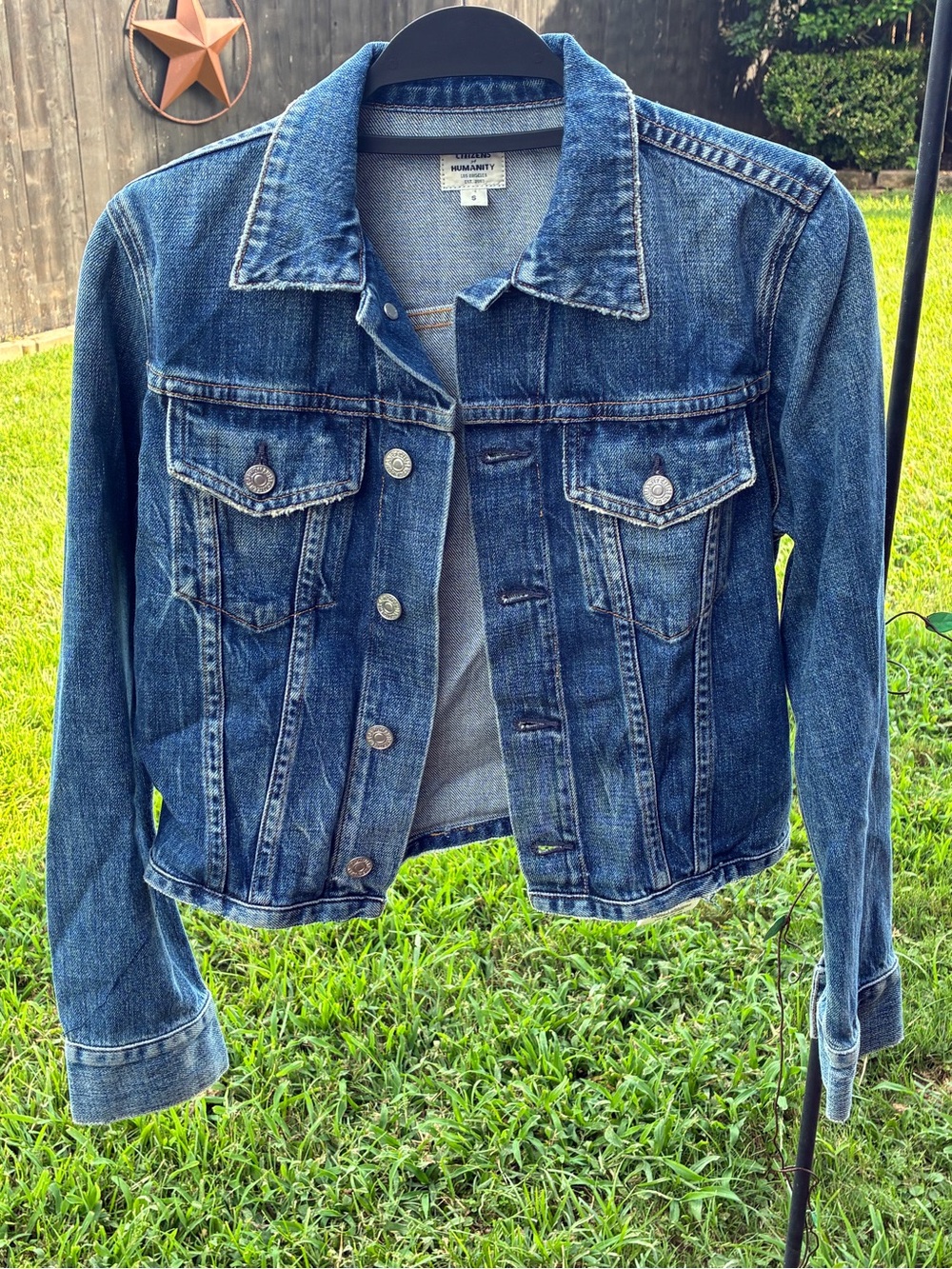 Citizens of Humanity Denim Trucker Jacket Dark Wash Made USA Size S